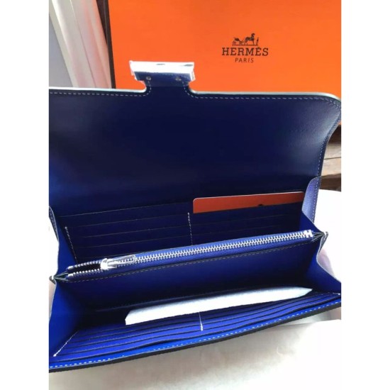 Replica Hermes Constance Long Wallet In Electric Blue Epsom Leather