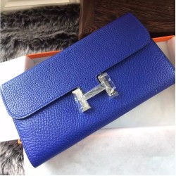 Replica Hermes Constance Long Wallet In Electric Blue Leather