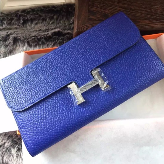 Replica Hermes Constance Long Wallet In Electric Blue Leather