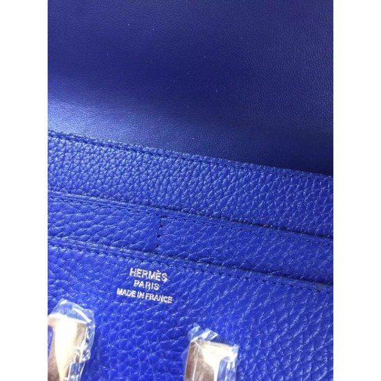 Replica Hermes Constance Long Wallet In Electric Blue Leather