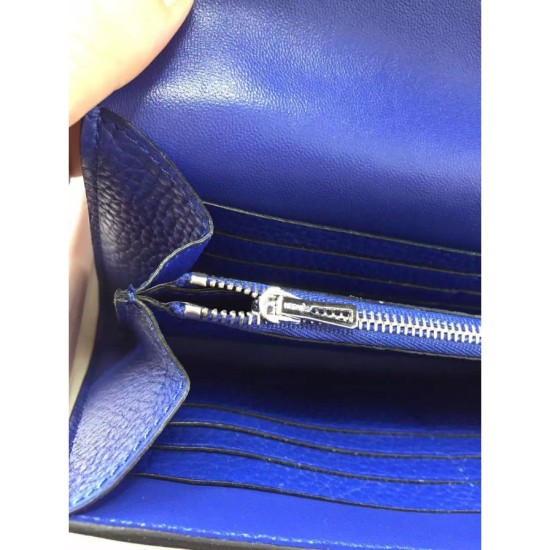 Replica Hermes Constance Long Wallet In Electric Blue Leather