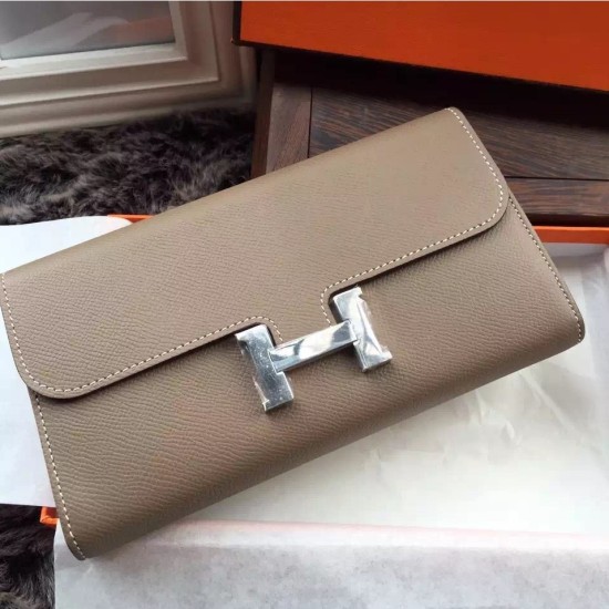 Replica Hermes Constance Long Wallet In Etain Epsom Leather