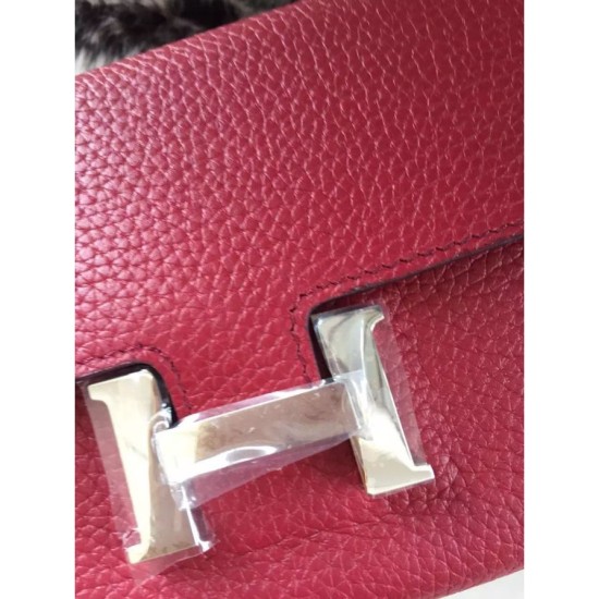 Fake Hermes Constance Long Wallet In Fuchsia Leather Replica