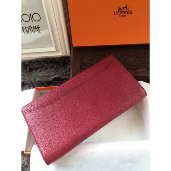 Fake Hermes Constance Long Wallet In Fuchsia Leather Replica