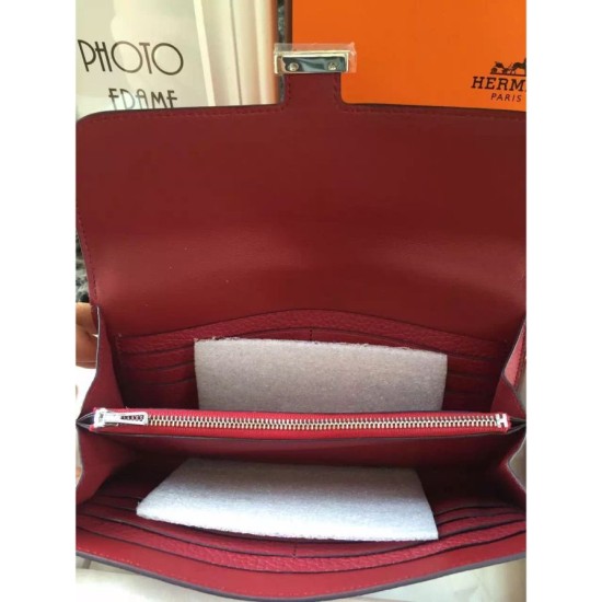 Fake Hermes Constance Long Wallet In Fuchsia Leather Replica