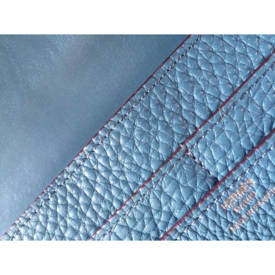 Replica Hermes Constance Long Wallet In Jean Blue Leather
