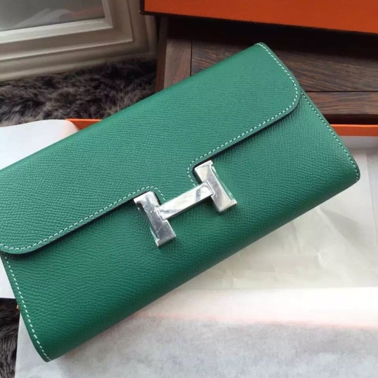 Fake Hermes Constance Long Wallet In Malachite Epsom Leather Replica