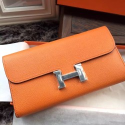 Replica Hermes Constance Long Wallet In Orange Epsom Leather