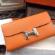 Replica Hermes Constance Long Wallet In Orange Epsom Leather