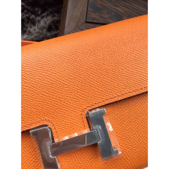 Replica Hermes Constance Long Wallet In Orange Epsom Leather