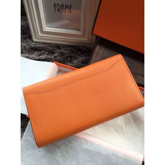 Replica Hermes Constance Long Wallet In Orange Epsom Leather