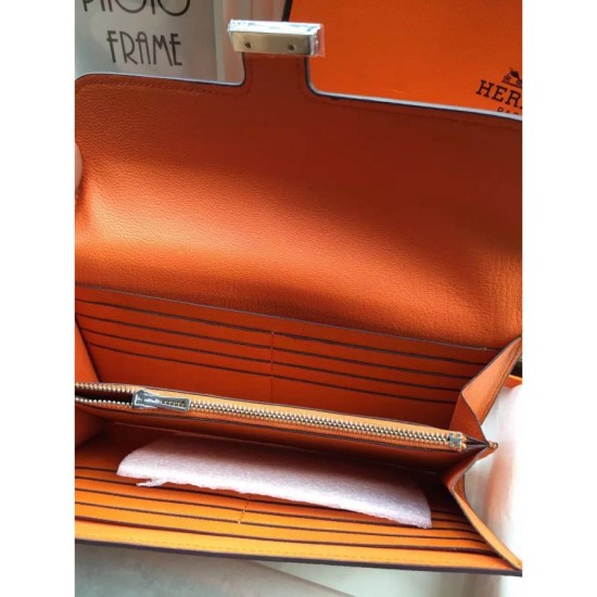 Replica Hermes Constance Long Wallet In Orange Epsom Leather