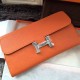 Replica Hermes Constance Long Wallet In Orange Leather
