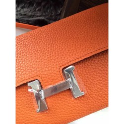 Replica Hermes Constance Long Wallet In Orange Leather