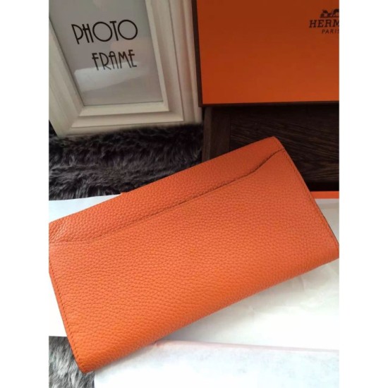 Replica Hermes Constance Long Wallet In Orange Leather