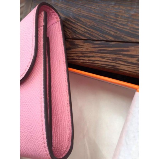 Fake Hermes Constance Long Wallet In Pink Epsom Leather Replica