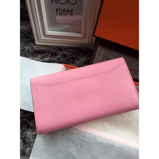 Fake Hermes Constance Long Wallet In Pink Epsom Leather Replica