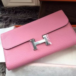Replica Hermes Constance Long Wallet In Pink Leather