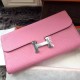 Replica Hermes Constance Long Wallet In Pink Leather