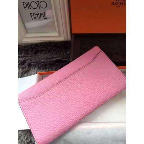 Replica Hermes Constance Long Wallet In Pink Leather