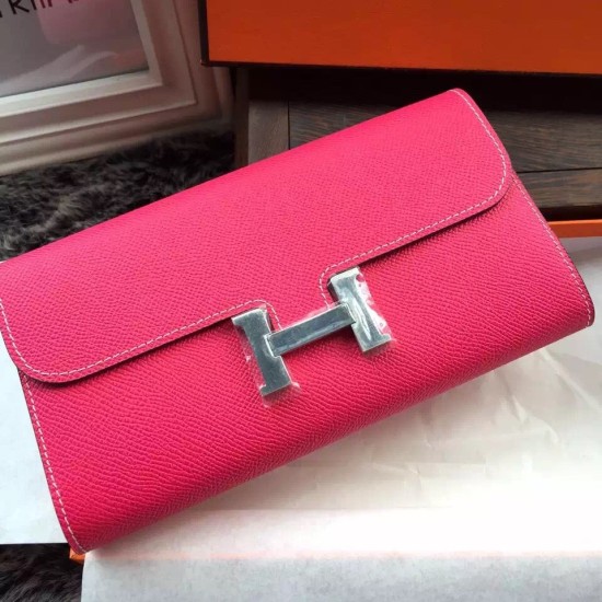 Replica Hermes Constance Long Wallet In Red Epsom Leather