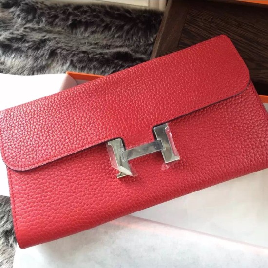 Replica Hermes Constance Long Wallet In Vermillion Leather