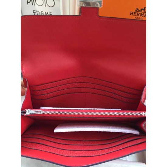 Replica Hermes Constance Long Wallet In Vermillion Leather