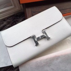 Replica Hermes Constance Long Wallet In White Epsom Leather