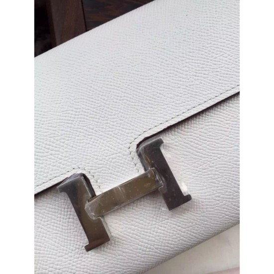 Replica Hermes Constance Long Wallet In White Epsom Leather