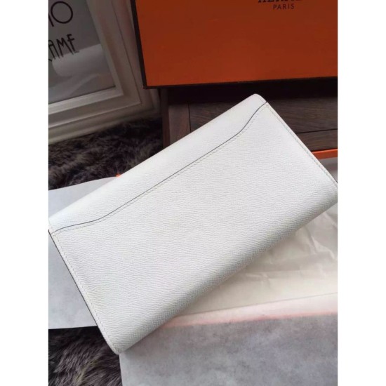 Replica Hermes Constance Long Wallet In White Epsom Leather