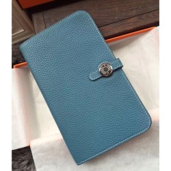 Replica Hermes Dogon Wallet In Blue Jean Leather