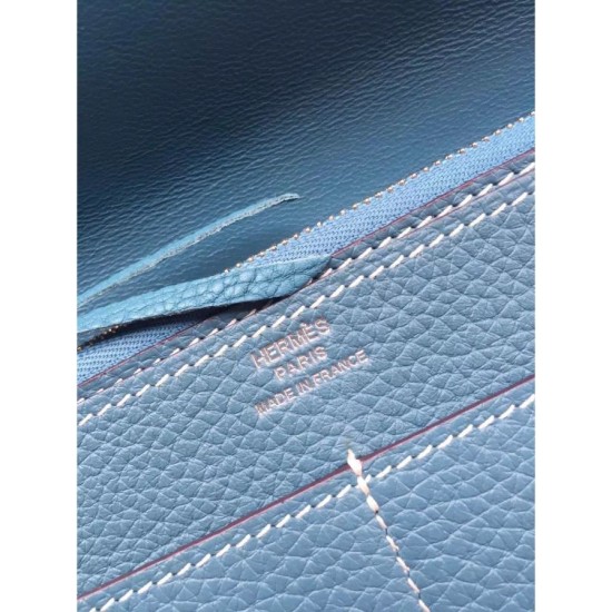 Replica Hermes Dogon Wallet In Blue Jean Leather
