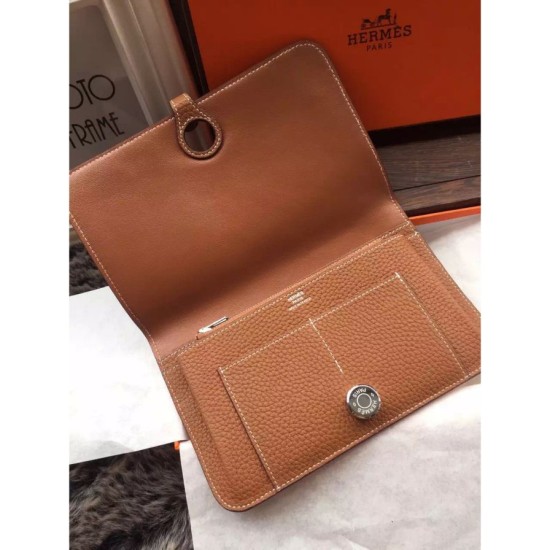 Replica Hermes Dogon Wallet In Brown Leather