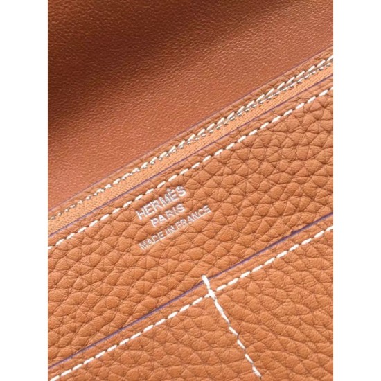 Replica Hermes Dogon Wallet In Brown Leather
