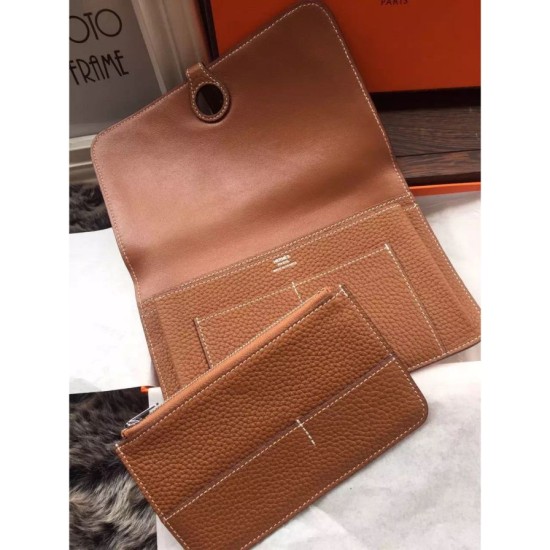 Replica Hermes Dogon Wallet In Brown Leather