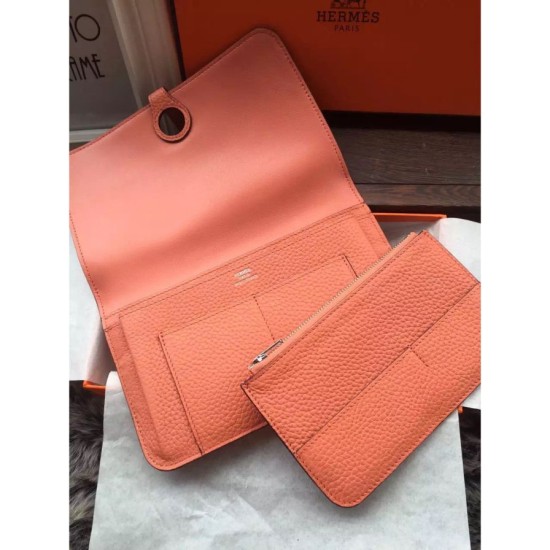 Replica Hermes Dogon Wallet In Crevette Leather