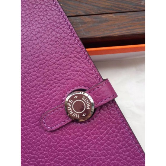 Fake Hermes Dogon Wallet In Cyclamen Leather Replica