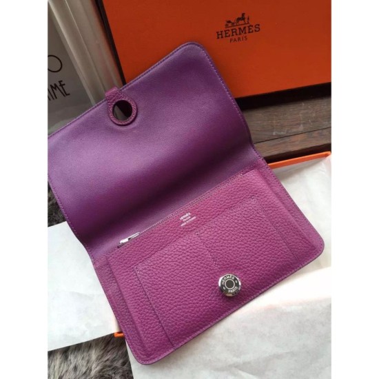 Fake Hermes Dogon Wallet In Cyclamen Leather Replica