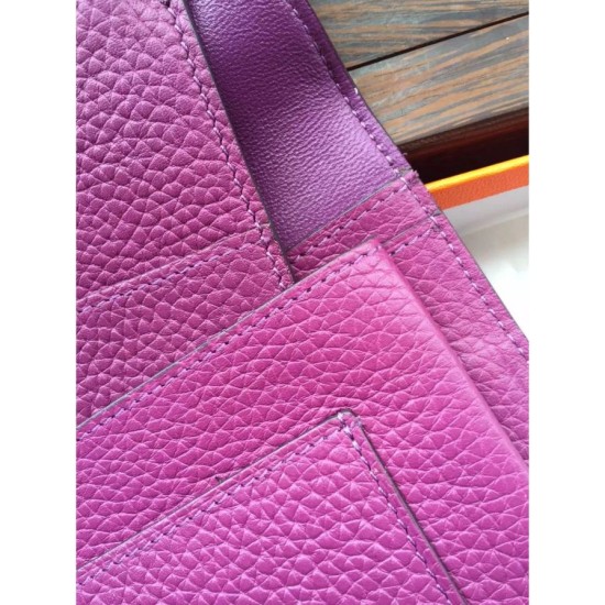 Fake Hermes Dogon Wallet In Cyclamen Leather Replica