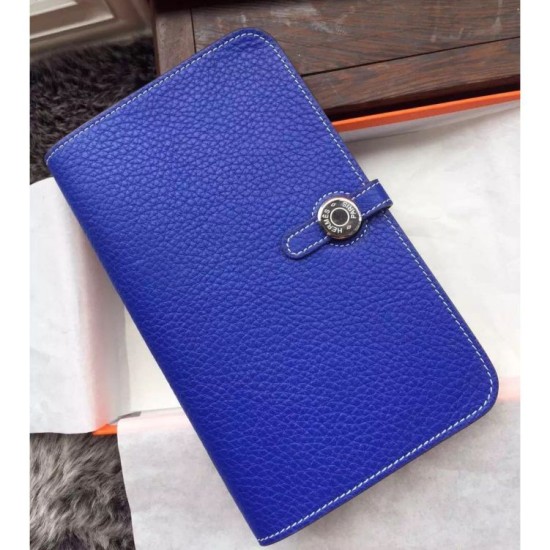 Replica Hermes Dogon Wallet In Electric Blue Leather