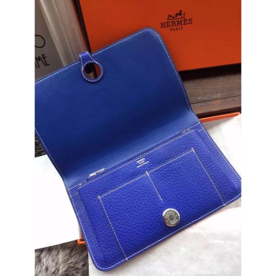 Replica Hermes Dogon Wallet In Electric Blue Leather