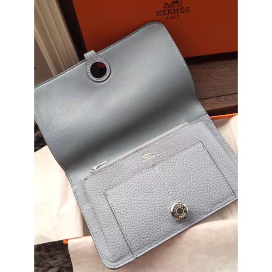 Fake Hermes Dogon Wallet In Grey Leather Replica