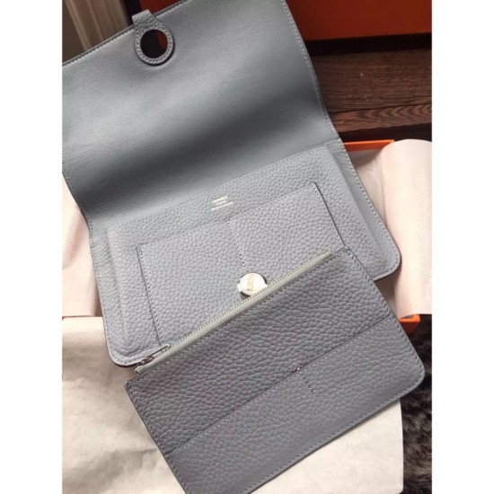 Fake Hermes Dogon Wallet In Grey Leather Replica