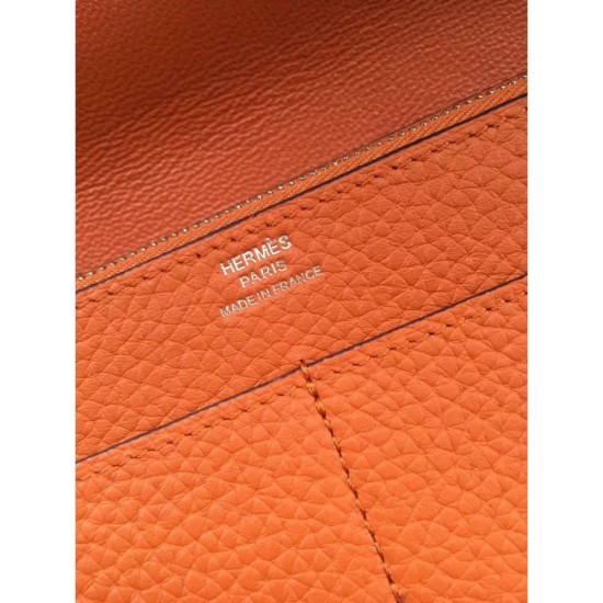 Replica Hermes Dogon Wallet In Orange Leather