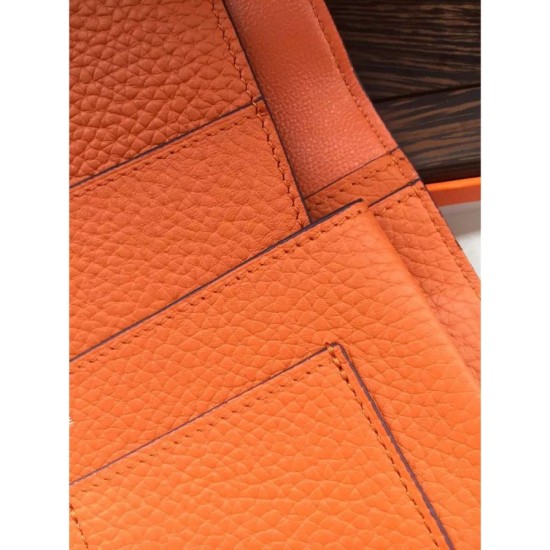Replica Hermes Dogon Wallet In Orange Leather