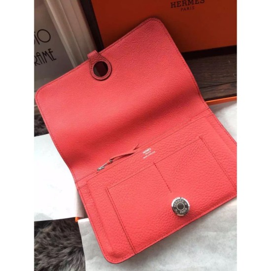 Replica Hermes Dogon Wallet In Rose Jaipur Leather
