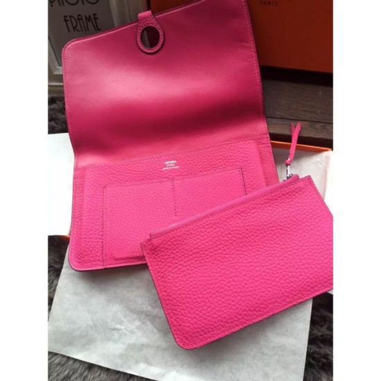 Replica Hermes Dogon Wallet In Rose Tyrien Leather