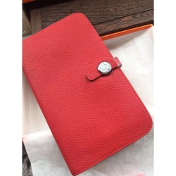 Replica Hermes Dogon Wallet In Vermillion Leather
