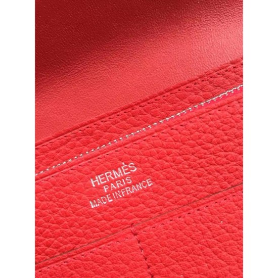 Replica Hermes Dogon Wallet In Vermillion Leather