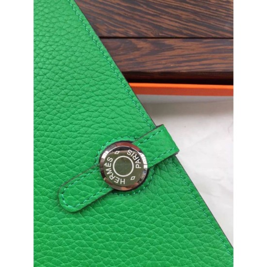 Fake Hermes Dogon Wallet In Vert Leather Replica